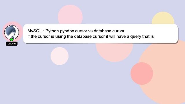 MySQL : Python pyodbc cursor vs database cursor смотреть онлайн