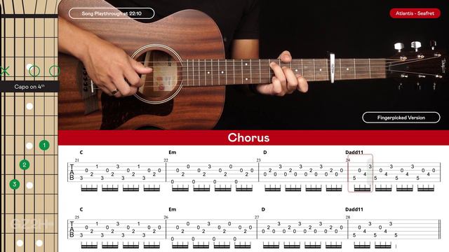 Atlantis Guitar Tutorial - Seafret Guitar Lesson |Fingerpicking + Easy Version + TAB|