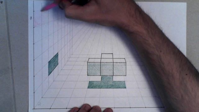 How to draw - Tetris from 3d cubes - one point perspective - practice смотреть онлайн
