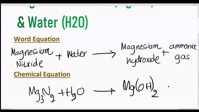 The reaction between Magnesium nitride (Mg3N2) & Water (H2O) Mg3N2+H2O смотреть онлайн