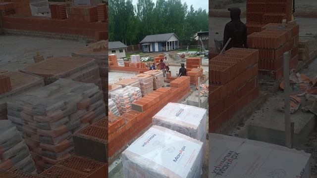 Кладка стен из теплой керамики 510мм.