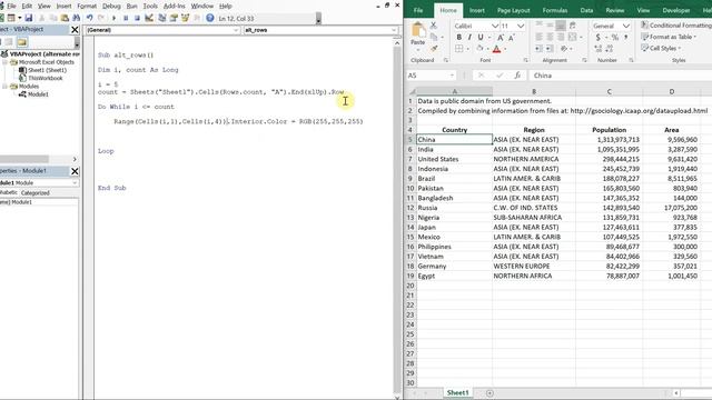 Excel VBA Macro: Apply Color (Shading) to Alternate Rows смотреть онлайн