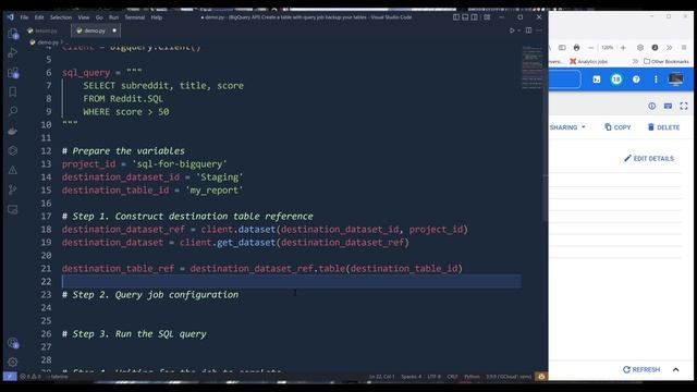 Save BigQuery Query Output As A Table Using BigQuery API in Python | Google BigQuery Tutorial смотреть онлайн