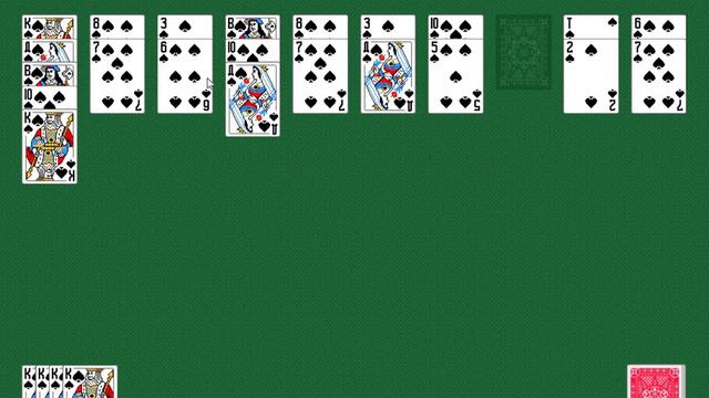 Пасьянс Паук (одна масть). смотреть онлайн