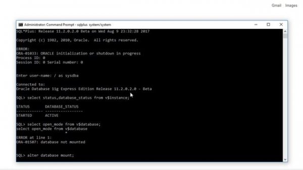 ORA-01033: ORACLE initialization or shutdown in progress