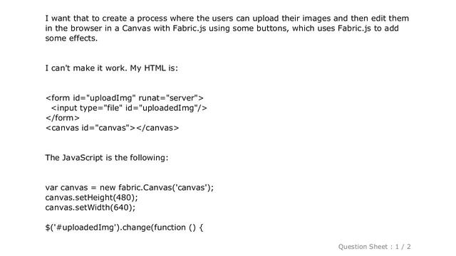 jQuery : How to upload an image to a canvas with Fabric.js? смотреть онлайн