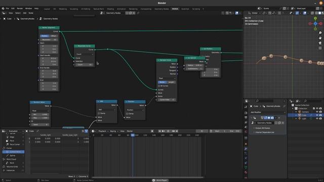 Sample curve : animate points on curve : blender geometry nodes смотреть онлайн