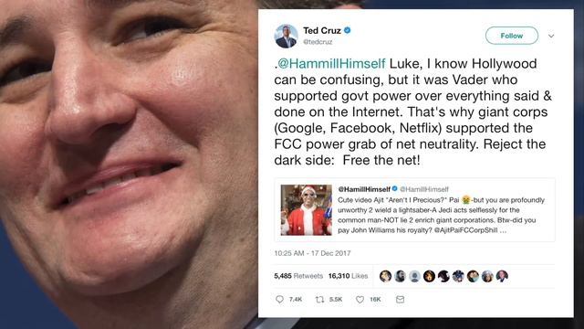 Ajit Pai Trolled Ruthlessly by Luke Skywalker on Twitter смотреть онлайн
