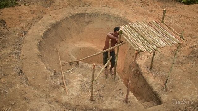 Build Underground Swimming Pool Water Slide Around Secret Underground House - Primitive Technology смотреть онлайн