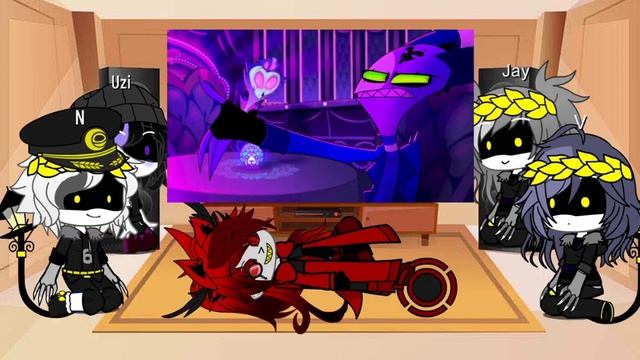Murder drone characters+special guest react to hazbin hotel and helluva boss music videos part2 смотреть онлайн