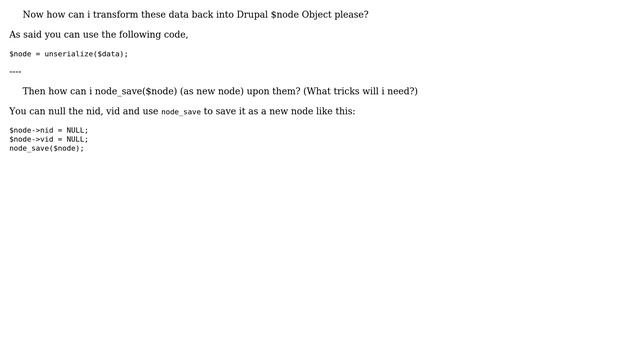 How to re-generate Node Object from database stored Serialized Node Data .. and then Save as New... смотреть онлайн