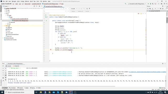 Java program to print numbers between 1 to 100 which are divisible by 3, 5 and by both in one loop смотреть онлайн