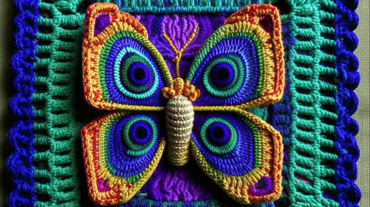 ВЯЗАНИЕ. Квадратные мотивы с БАБОЧКАМИ от нейросети. ПОДБОРКА №2. смотреть онлайн