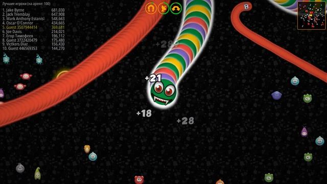 1 МЕСТО ЧЕМПИОН В МУЛЬТИК ИГРА ЗМЕИ как Слизерио (Slitherio) Wormate.io и WORMAX IO Червячная зона