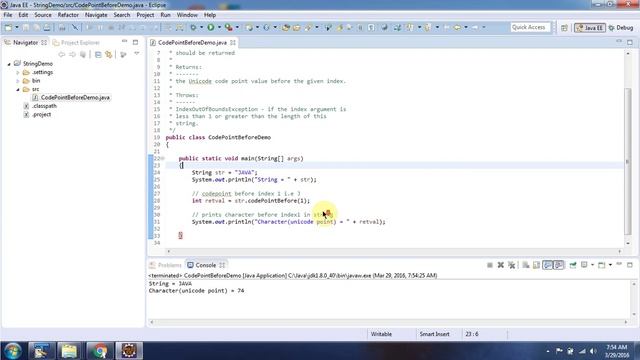 Java String [codePointBefore(int index) method] | Java Tutorial смотреть онлайн