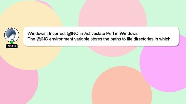 Windows : Incorrect @INC in Activestate Perl in Windows смотреть онлайн