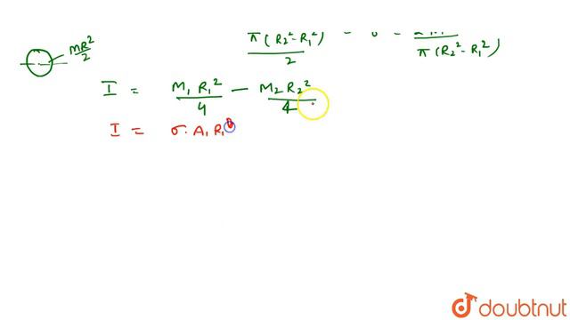 Find moment of inertia of half disc of radius `R_2` and mass `M` about its centre. смотреть онлайн