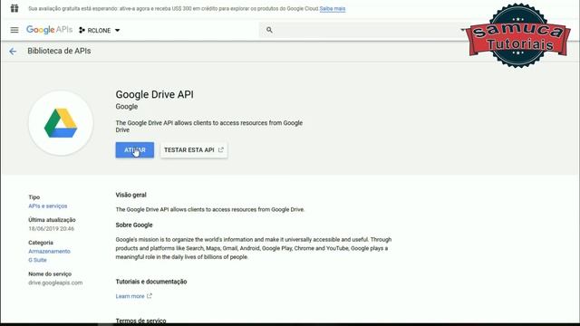 Habilitando a Api do Google Drive - Versão Antiga. Usar o link da versão nova na descrição. смотреть онлайн