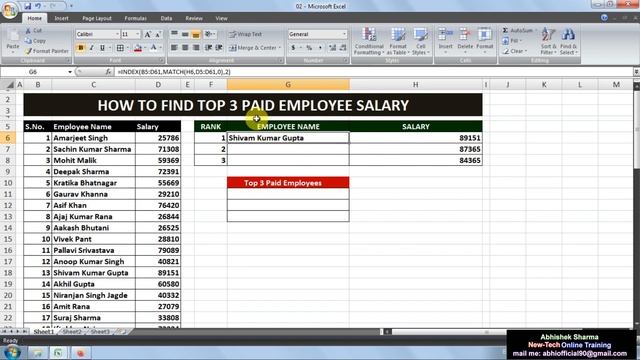 L-03 | How to Find Top 3 Paid Employee Salary in Excel in Hindi смотреть онлайн