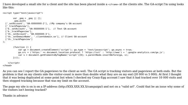 Webmasters: Google Analytics Not tracking data correctly IP-address issue? смотреть онлайн