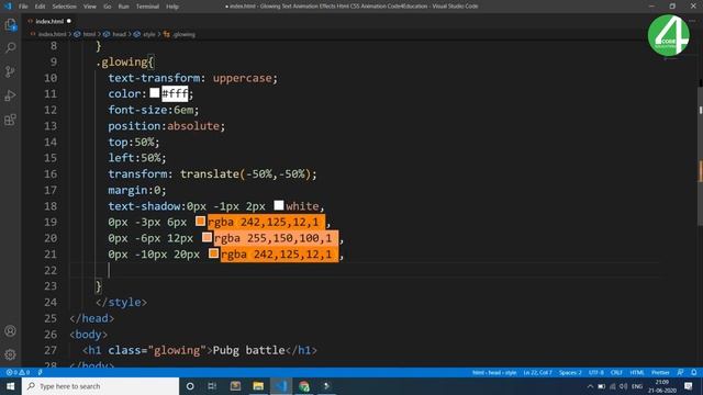 Glowing Text Animation Effects Html CSS | CSS Animation Effect | Tutorial In Hindi | Code4Education смотреть онлайн
