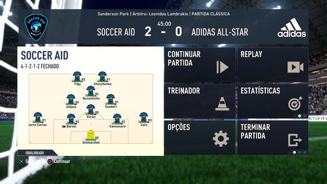 Jogo das Lendas - Soccer Aid vs Adidas All - Star FIFA 23 смотреть онлайн