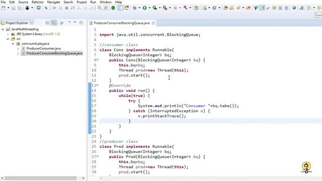 Producer Consumer Problem Using BlockingQueue | Java BlockingQueue Producer Consumer | BlockingQueu смотреть онлайн