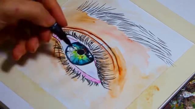 Как быстро нарисовать глаз акварелью\ Watercolor SKETCH смотреть онлайн
