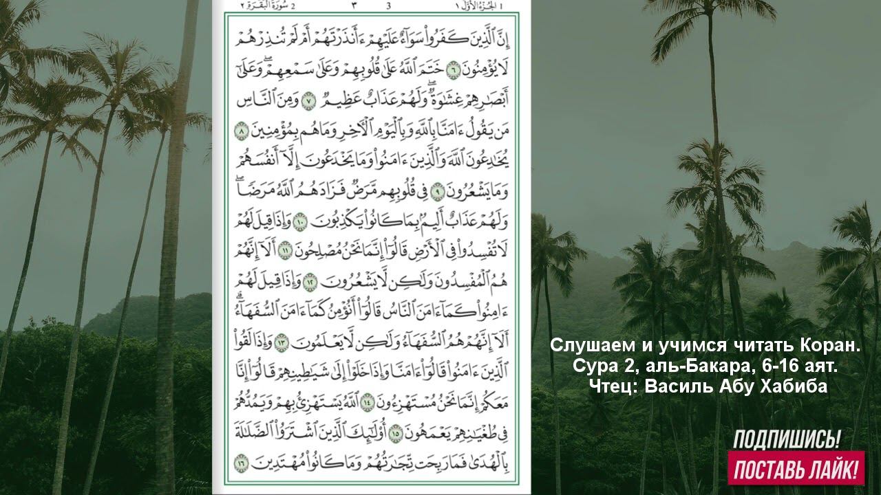 Коран. Сура 2 аль Бакара 6 - 16 аят смотреть онлайн