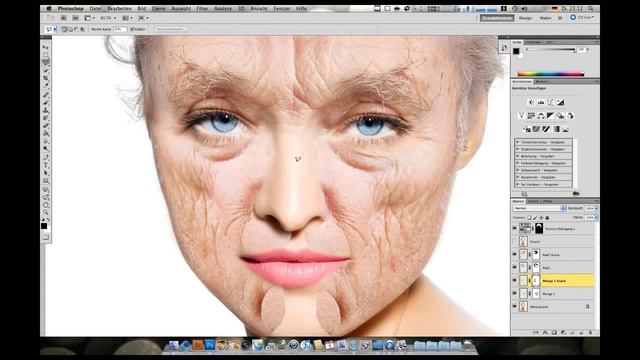 Adobe Photoshop Tutorial - молодую превращаем в старуху смотреть онлайн