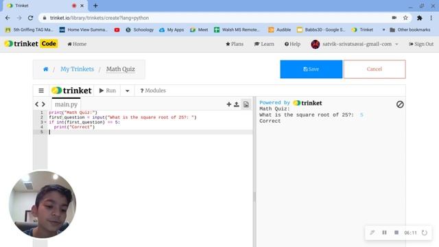 Math Quiz in Python(Code.py) смотреть онлайн