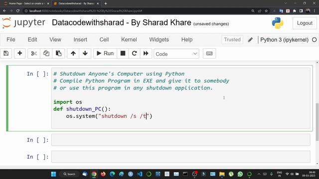 Auto shutdown computer with 4 lines of Python Code || Shutdown Your PC Using Python смотреть онлайн
