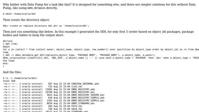 Databases: Oracle Data Pump for extracting DDL as a set of files one per object (2 Solutions!!) смотреть онлайн