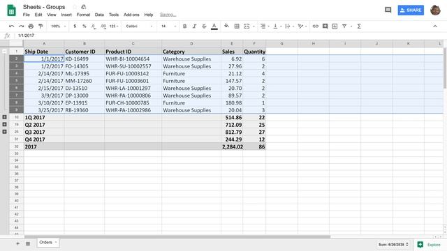 Google Sheets - Group Rows and Columns смотреть онлайн
