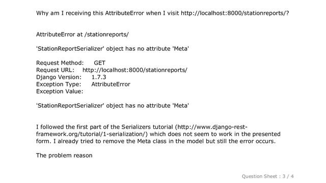 Django : Django REST framework: AttributeError: Serializer object has no attribute 'Meta' смотреть онлайн