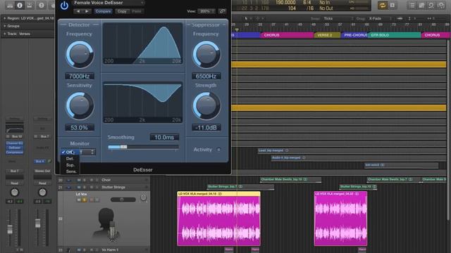 Logic Pro X - #67 - Mixing (part9) - DeEsser Plug-in, Reducing Sibilance