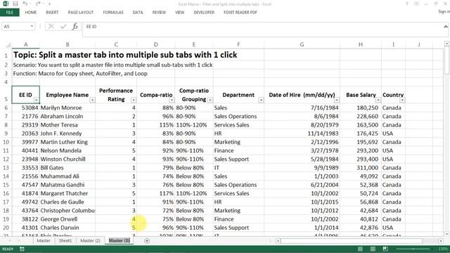 Split a Master Spreadsheet into Multiple Sheets with 1 click - VBA for Beginner смотреть онлайн