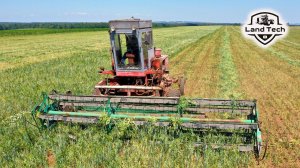 Редкая болгарская косилка Д-101А работает с жаткой ЖВН-6 на скашивании травы на сенаж!