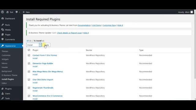 Installation - Di Business WordPress Theme смотреть онлайн