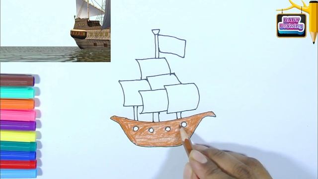 Ship Drawing । How to Draw Old Style Big Ship। Baby Drawing । Sketch & Painting । Kids Video смотреть онлайн