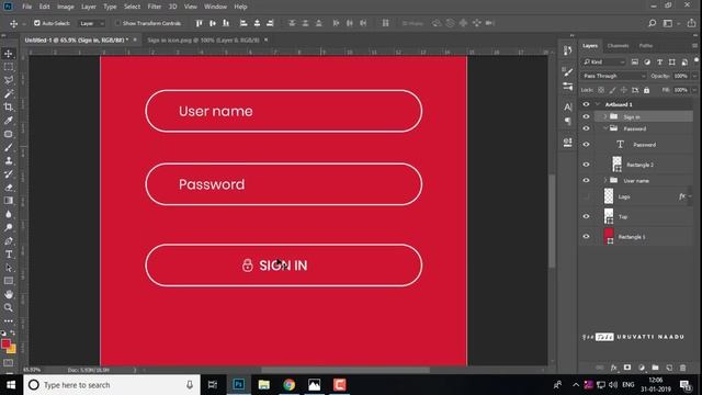 Mobile ui design tutorial in Photoshop cc: Food application log in screen step by step ui design смотреть онлайн