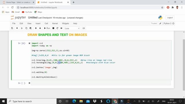 Draw shapes and text on images using OpenCV смотреть онлайн