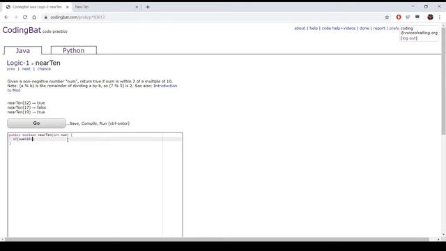Logic-1 (nearTen) Java Tutorial || Codingbat.com смотреть онлайн
