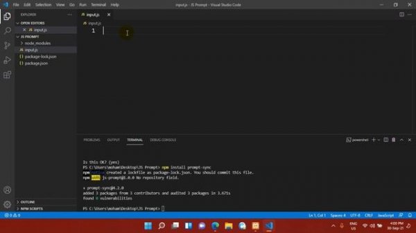 How to Take Input in JavaScript using Visual Code | How to Run JavaScript in Visual Studio Code