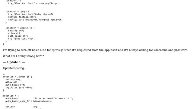 DevOps & SysAdmins: Protect Piwik on Nginx with basic authentication, but allow access piwik.js смотреть онлайн