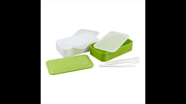 Ланч-бокс прямоугольный с двумя отделениями и приборами, 1,2 л