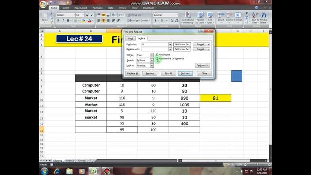 Find & Replace (Select option in Excel) смотреть онлайн