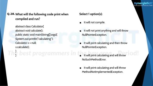 FREE Java Test - Part 12 | SynergisticIT смотреть онлайн