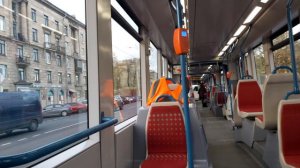 Трамвай, маршрут №60 (до Оборонной улицы) Alstom Citadis 301 CIS б.8907 (20.10.2020) Санкт-Петербур