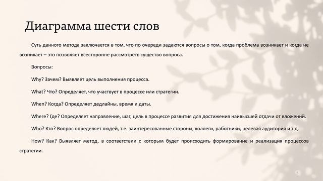Методы принятия решений 2023. Диаграмма шести слов. Николаева К.А. гр.1162 смотреть онлайн
